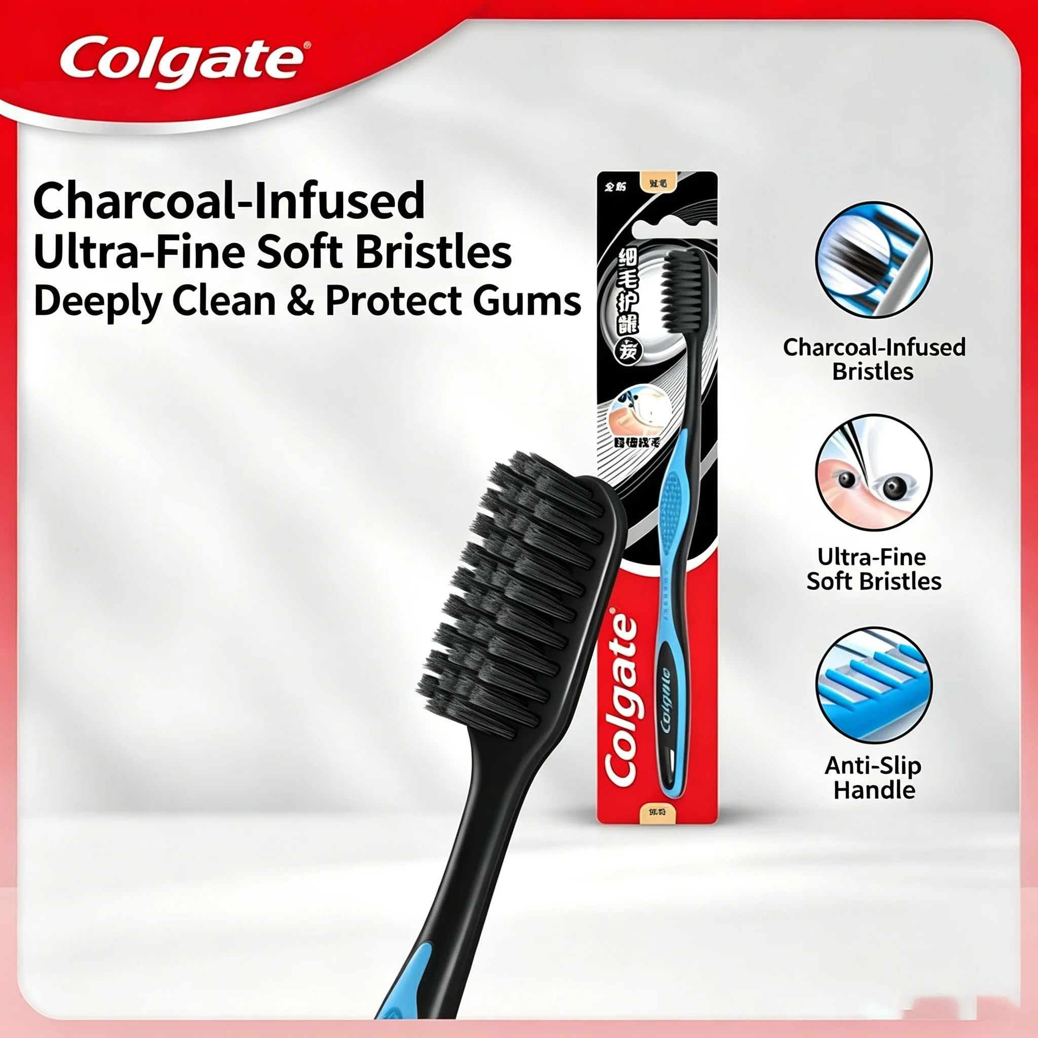 2Pcs Colgate Ultra Soft Charcoal Toothbrushes Deep Clean, Old & New Packaging Shipped Randomly