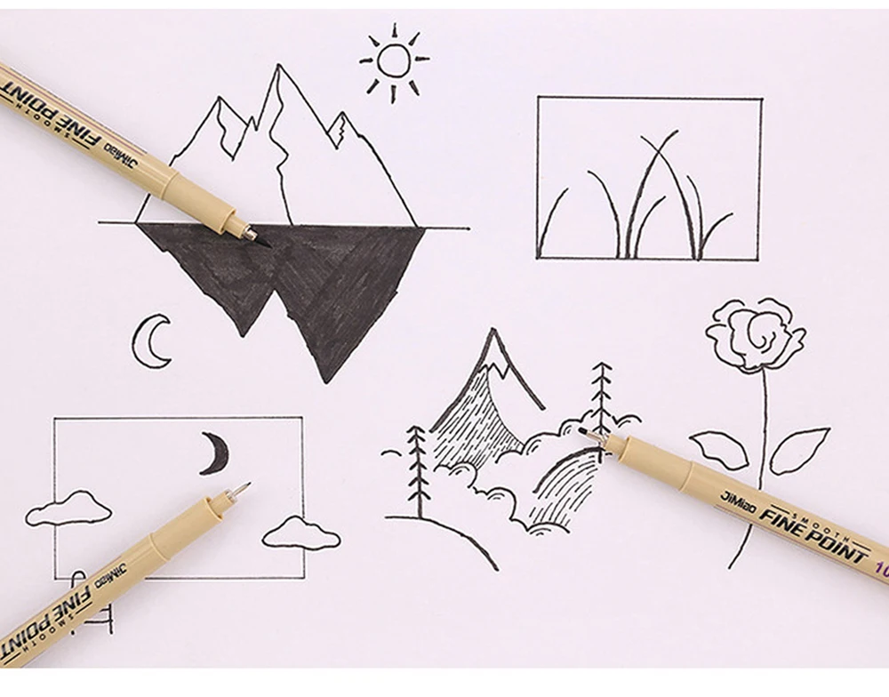 6/9/12 Stück ​ ​ s Technischer Stift, schwarzes Micro-Line Fineliner-Stift-Set für Punktzeichnungen, Skizzen, Strichzeichnungen ​ ​ Künstler illustriert Manga – Detail 6