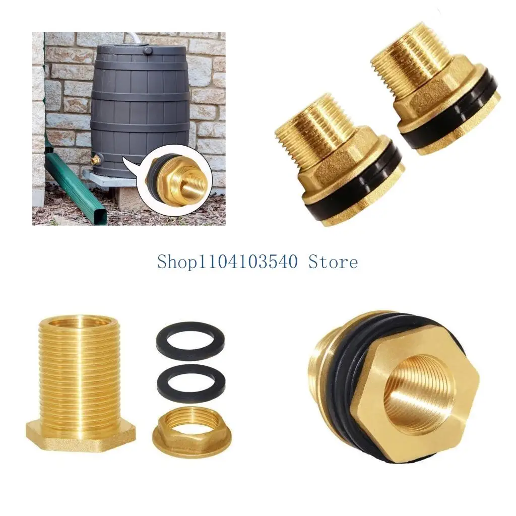 02DC Gasketed brass bulkhead adapter for tank outlet and hose thread use