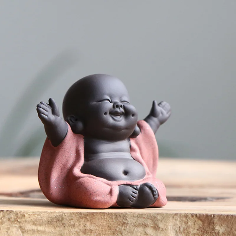 Ceramic Maitreya Buddha Statue Tea Sculpture Hand Carved Figurine Craft Display Ornament Home Tea Ceremony Decoration