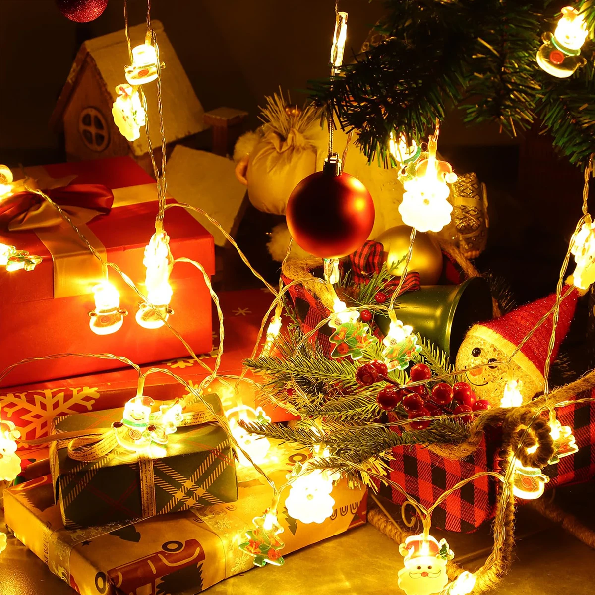 1.5M Kerstmis LED String Lichten Fee Batterij Sneeuwmannen Aangedreven Thuis Warm Decor Tuin Decoratie Verlichting Festival Boom Kleurrijk