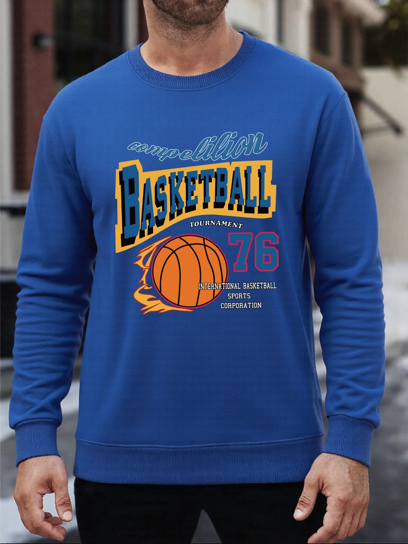 Basketball Nummer 76 Muster Männer Sweatshirt Fleece Herbst Streetwear Crewneck Übergroßen Pullover Hipster Hip Hop Kleidung