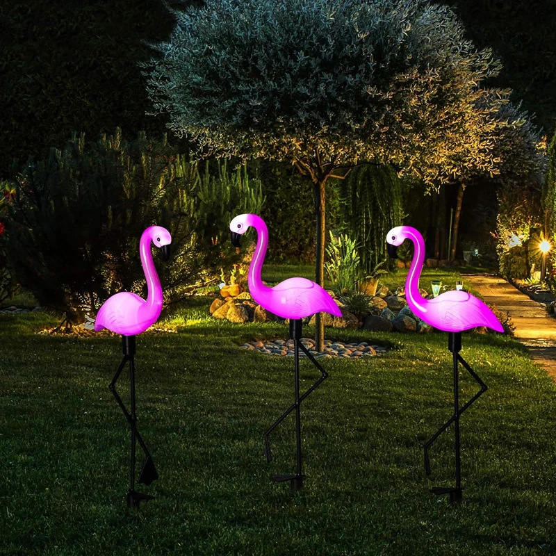 3 szt. Solar Flamingo lampa gruntowa Patio na świeżym powietrzu dekoracja ogrodowa Led symulacja dekoracji światła