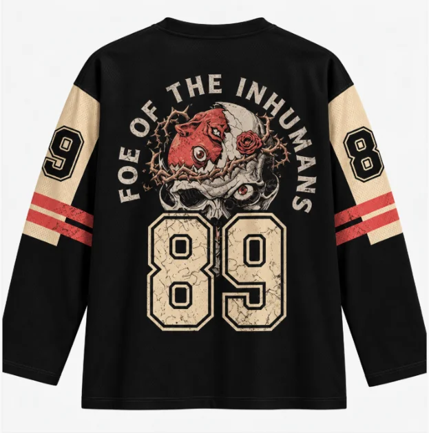 Berserk Skull Knight Long Sleeve Hockey Jersey Men Women Oversized Streetwear V-neck Retro Anime Graphic Jersey