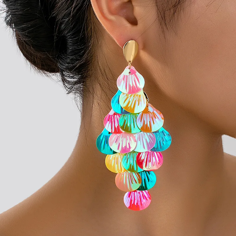 الملونة شرابة قذيفة الدمعة قرط الاذن المرصع النساء الفتيات هدايا مجوهرات الأزياء اكسسوارات رائجة البيع هدية حفلة 2025 نمط جديد #1