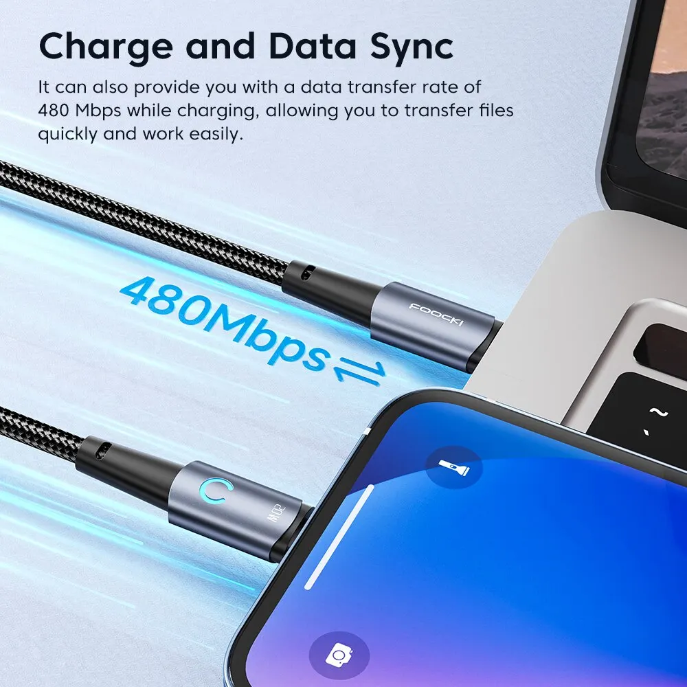 Toocki USB C Cable For iPhone 15 12 13 14 Pro Max Mini XS LED PD Fast Charger USB Type C to Lightning Data Cable Cord 1m 2m