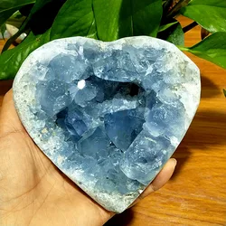 Natural Stone Celestine Geode Crystal Mineral Samples Home Decor Cavity Witchcraft Energy Feng Shui Crystal Ornaments