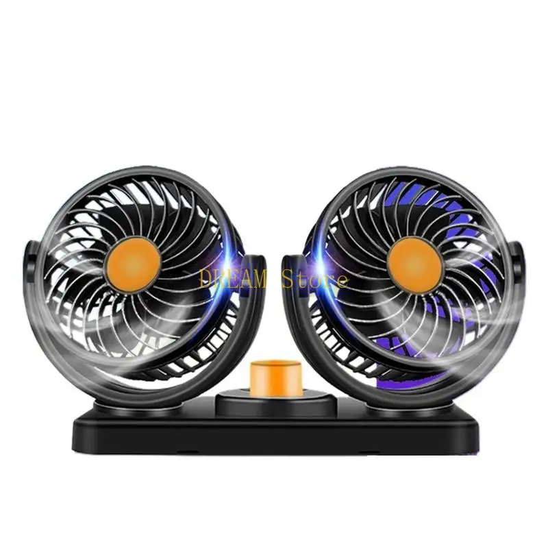 Car Fan USB Rechargeable Dual-Head 5-Blades Electric Vehicle Cooling Best Sale