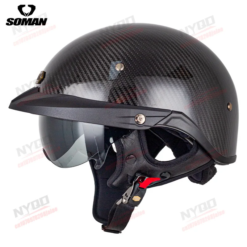 SOMAN Motorcycle Helmet Carbon Fiber Men's and Women's Outdoor Bicycle Half Helmet Summer Safety and Comfort