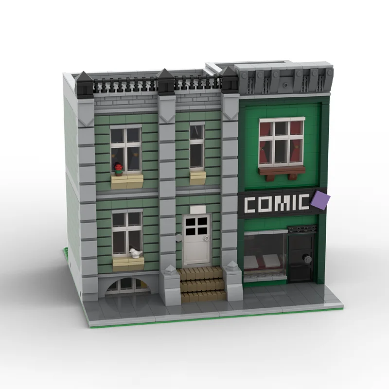Klocki konstrukcyjne City Street View, model domu miejskiego z komiksarnią, technologia modułowa, prezent, zabawki świąteczne, montaż DIY