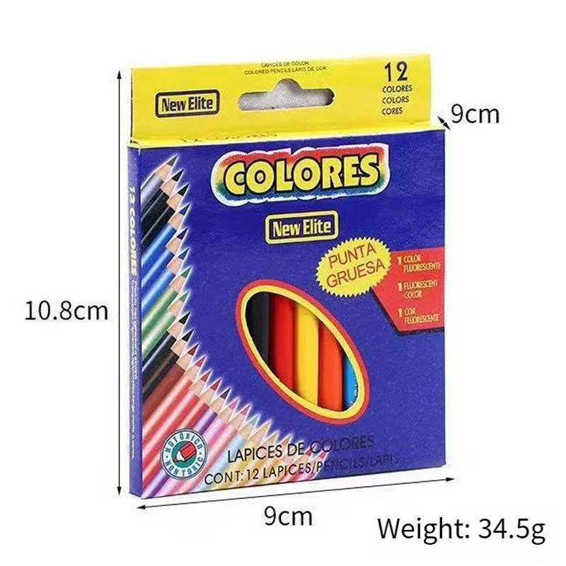 12 لونًا من أقلام الرصاص الصغيرة الاحترافية المصنوعة من الخشب الزيتي الناعم للألوان المائية للمدرسة والرسم واللوازم الفنية