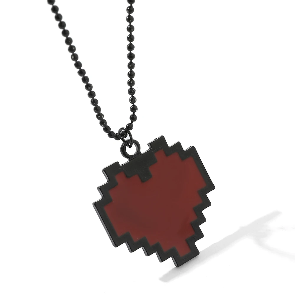 Stereoskopische Pixel-Herz-Halskette Kreativer Charm-Anhänger für Valentinstag Schmuckanhänger Persönliches Geschenk – Detail 1