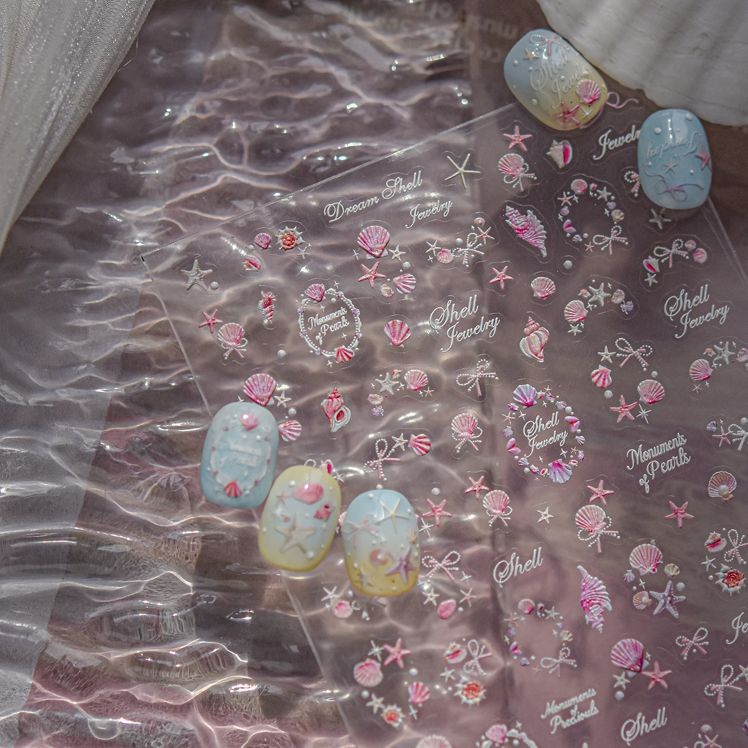 1 قطعة نمط المحيط مسمار الفن صائق الشارات مسمار ملصقات ملونة لطيف فرس البحر قذائف 5D ملصقات اضغط على الأظافر أجزاء الأظافر #4