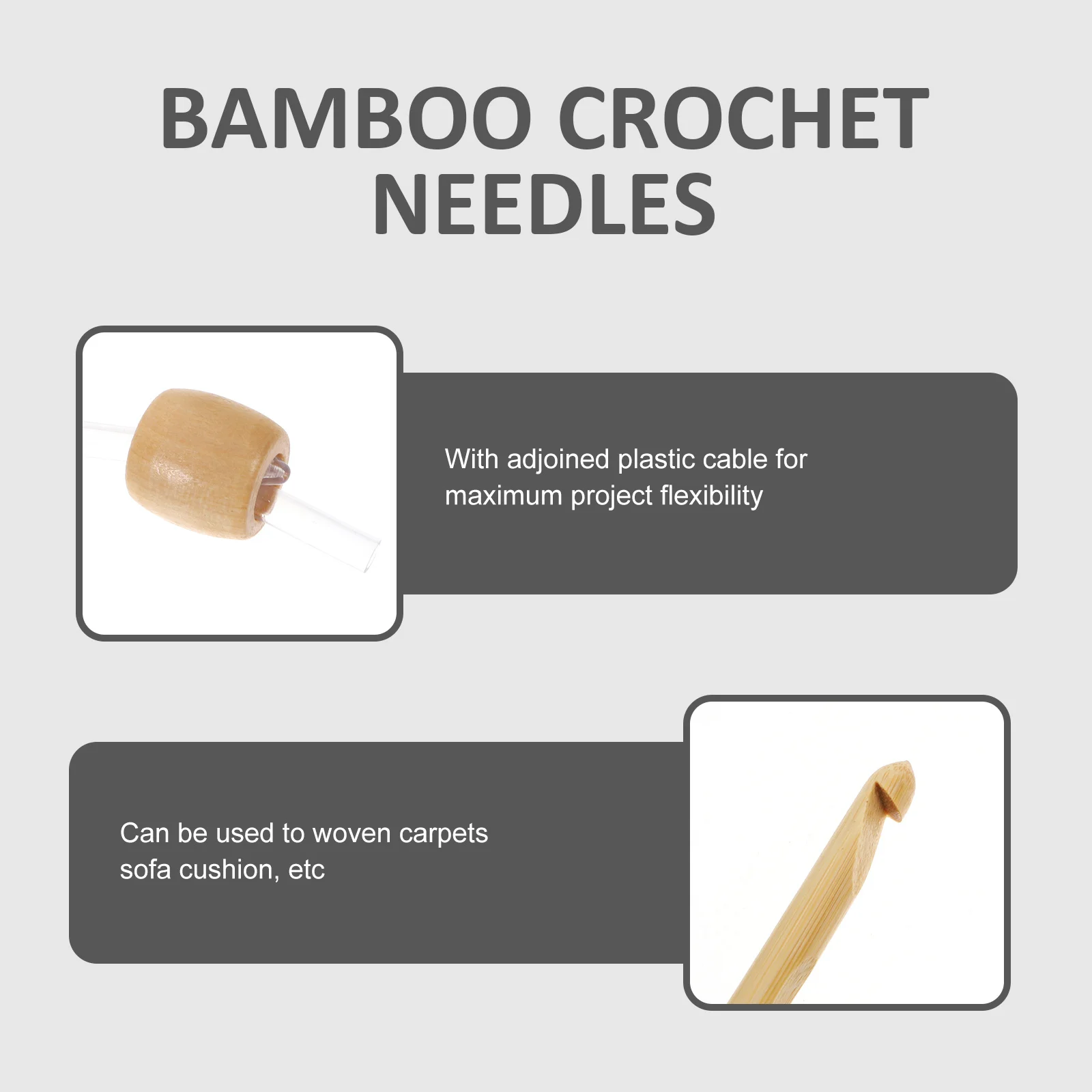 

12pcs Crochet Set 3.0Mm To 10.0Mm Bamboo Crochet Needles Tunisian Afghan Carpet Weaving Carpet Hooks Craft Tools