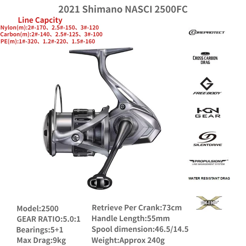2021 Shimano NASCI FC 500 C2000 2500 2500HG 2500SHG C3000 C3000HG
