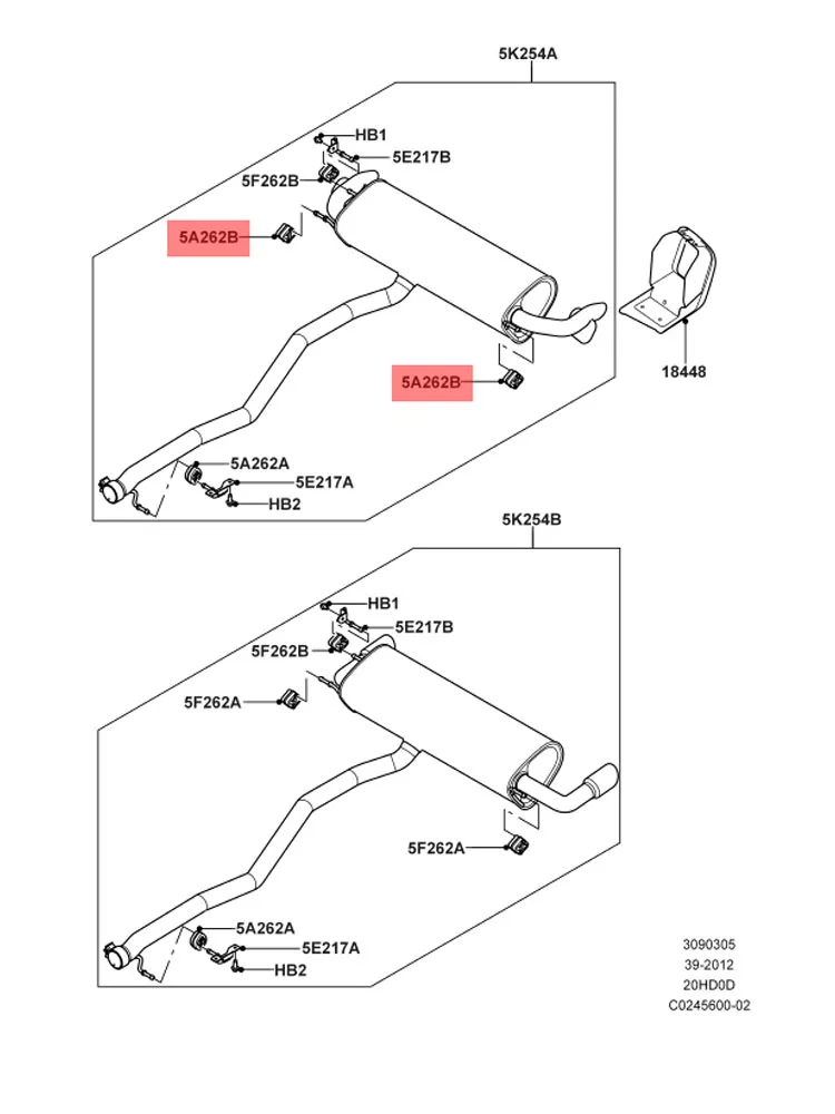 ماسورة العادم تصاعد المطاط LR025064 C2C41707 لاند روفر رينج روفر إيفوك/فيلار/سبورت لجاكوار XE XF F-PACE