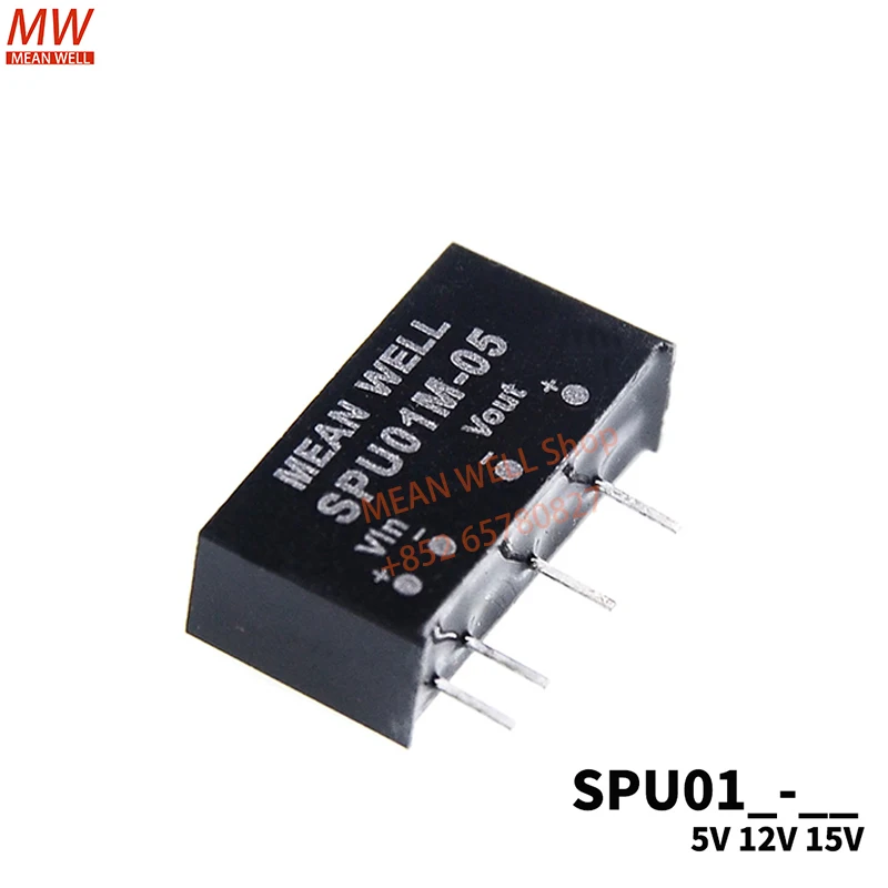 MEAN WELL Switching Power Module 1W SIP Package DC-DC Unregulated Converter SPU01M-05 SPU01N-05 SPU01M-12 SPU01N-12