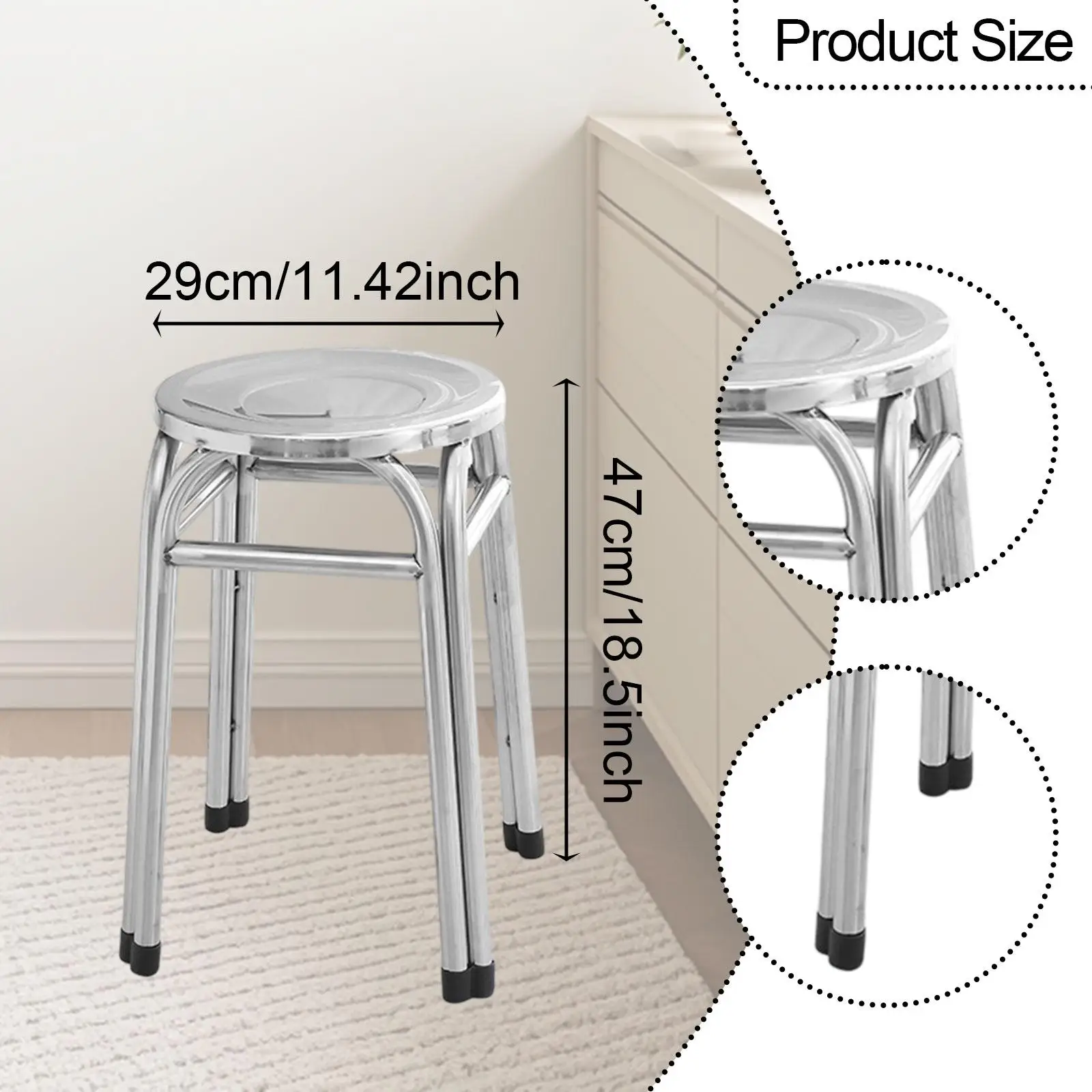 Stacking Stool Nonslip Noise Reduction Metal Stool for Indoor Outdoor Garden