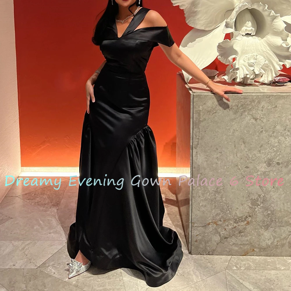 Customized High Quality Satin A-Line Off the Shoulder Evening Dress Temperament Floor Length vestidos de fiesta Custom Size