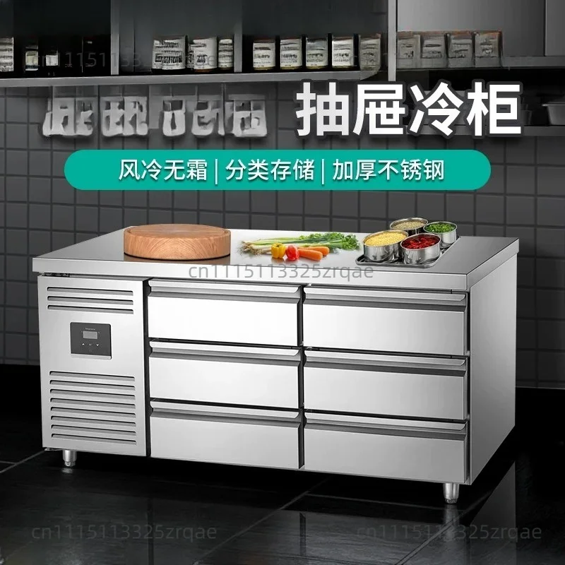 Stainless steel drawer workbench air-cooled refrigeration freezer strength source factory specifications refrigerator commercial