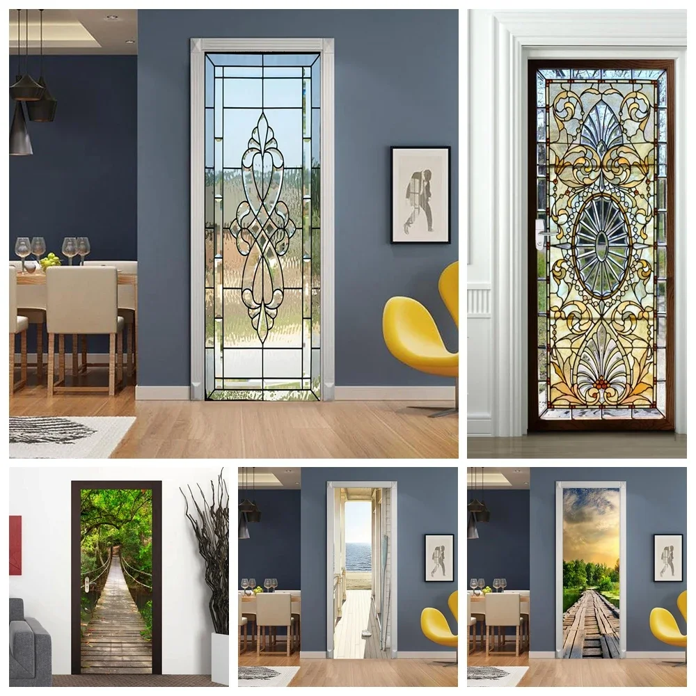 3D наклейка на дверь, виниловая фреска, природный пейзаж, обои, наклейка на стену, плакат, отклеиваемый и наклейка для спальни, эстетический декор