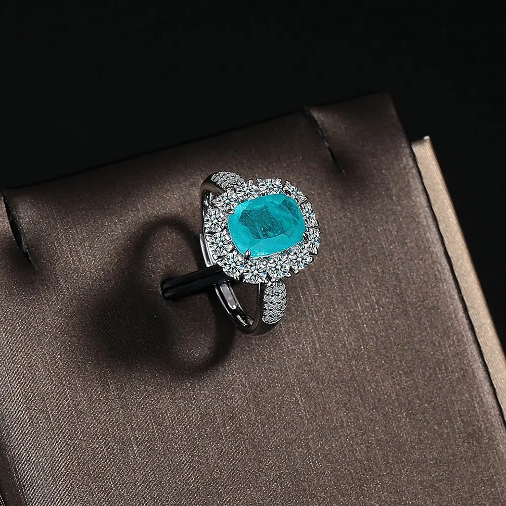 

Роскошные кольца из стерлингового серебра 925 пробы с турмалином Параиба для женщин, свадебное обручальное кольцо, ювелирные изделия, подарки на годовщину