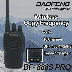 Baofeng-walkie-talkie BF-888S Pro, dispositivo inalámbrico de largo alcance, frecuencia de copia tipo C, UHF, 2024-400 MHz, Radio de 2 vías, para caza, 470