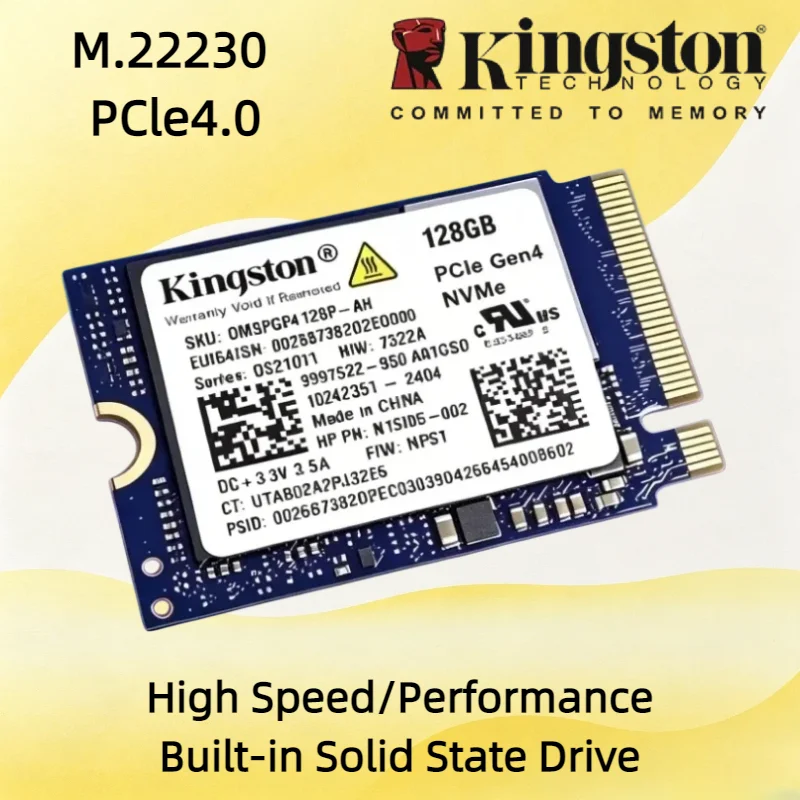 

Original Kingston M.2 2230 NVMe SSD 128GB OEM Pack High Speed Solid Disk For Mini Computer And Notebook