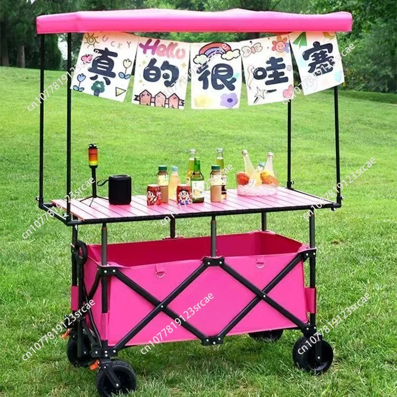 Large Table Stall Lift Foldable Rainproof Awning Trolley