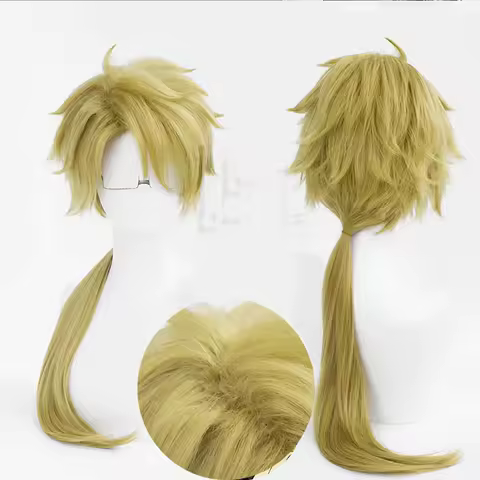 Kunikida Doppo Cosplay Wig Green Yellow Anime Cosplay Wigs Heat Resistant Synthetic Hair Halloween Party Wig(Rose Net)