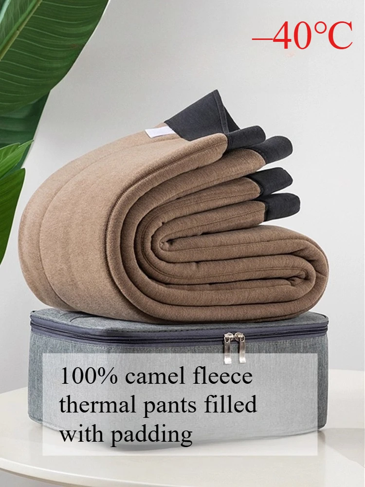 

Six-layer super thick 100 camel wool cotton pants men's winter thickened thermal pants women's velvet knee pads waist huge thick