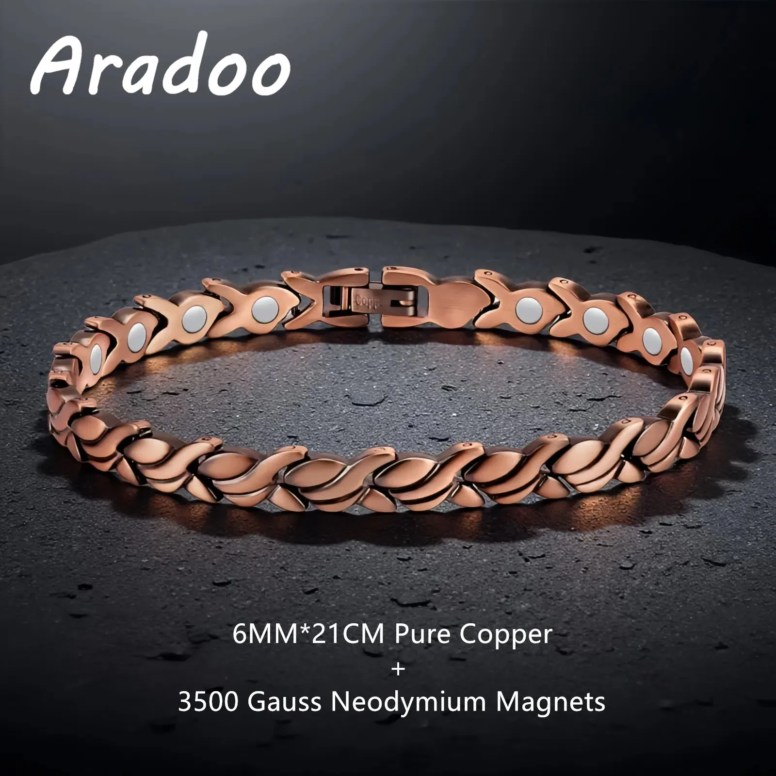 ARADOO Preumium Copper Bracelet for Women Magnetic Therapy Wristband Jewelry Gift