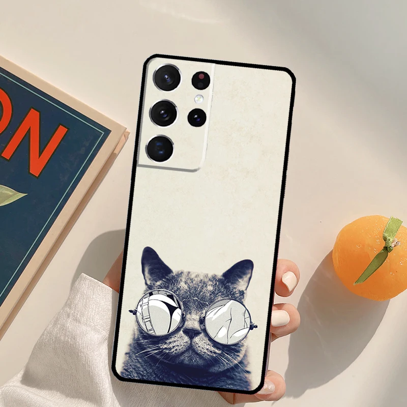 لطيف القط الحيوان قضية الهاتف لسامسونج غالاكسي S20 FE S21 S22 S23 الترا نوت 20 نوت 10 S8 S9 S10 زائد غطاء