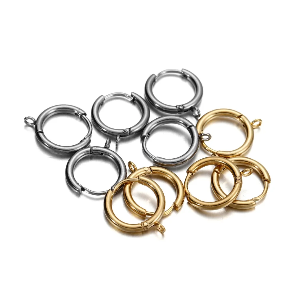 10 Teile/los Edelstahl Huggie Ohrring Haken mit Schleife Runde Ohr Beitrag mit Offenen Biegering für DIY Schmuck Machen Zubehör – Detail 1