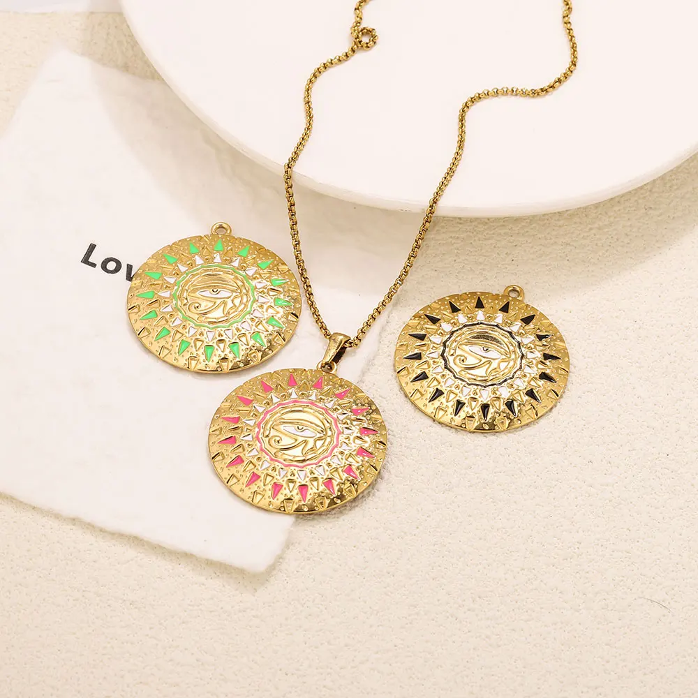 18K Gold Plated Stainless Steel Enamel Eye of Horus Charm with Top Bail Boho Charms DIY Jewelry Finding for Necklace Making