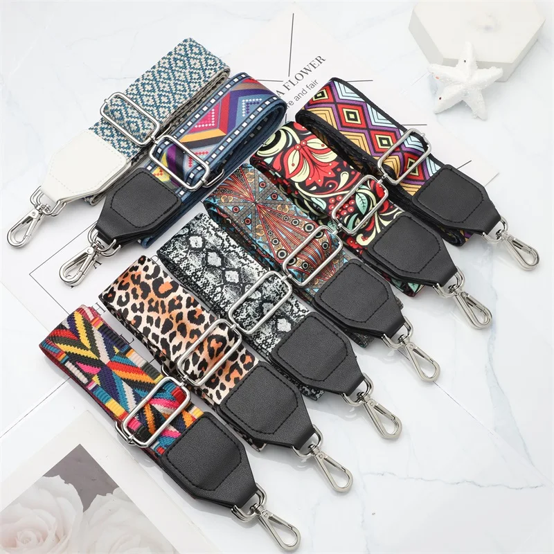 Nylon Bag Strap Mulheres Bag Acessórios 5cm Estilo Étnico Colorido Handbag Handle Ajustável Crossbody Substituição Cinto de Ombro