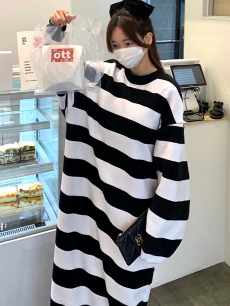 Gonna da donna a righe foderata in Fce vestibilità ampia Dr Gonna lunga comoda casual Sle Inverno Nuovo arrivo Colore Blo Design