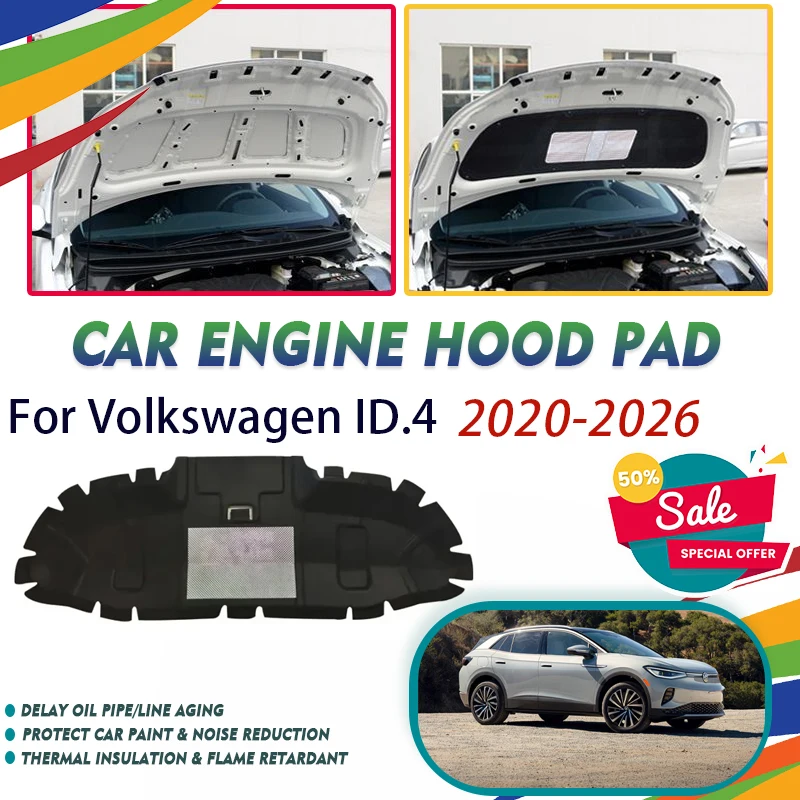 

Car Front Engine Hood Pads Fit For Volkswagen ID.4 VW ID4 E21 E39 2020~2026 Sound Insulation Covers Heat Shield Auto Accessories