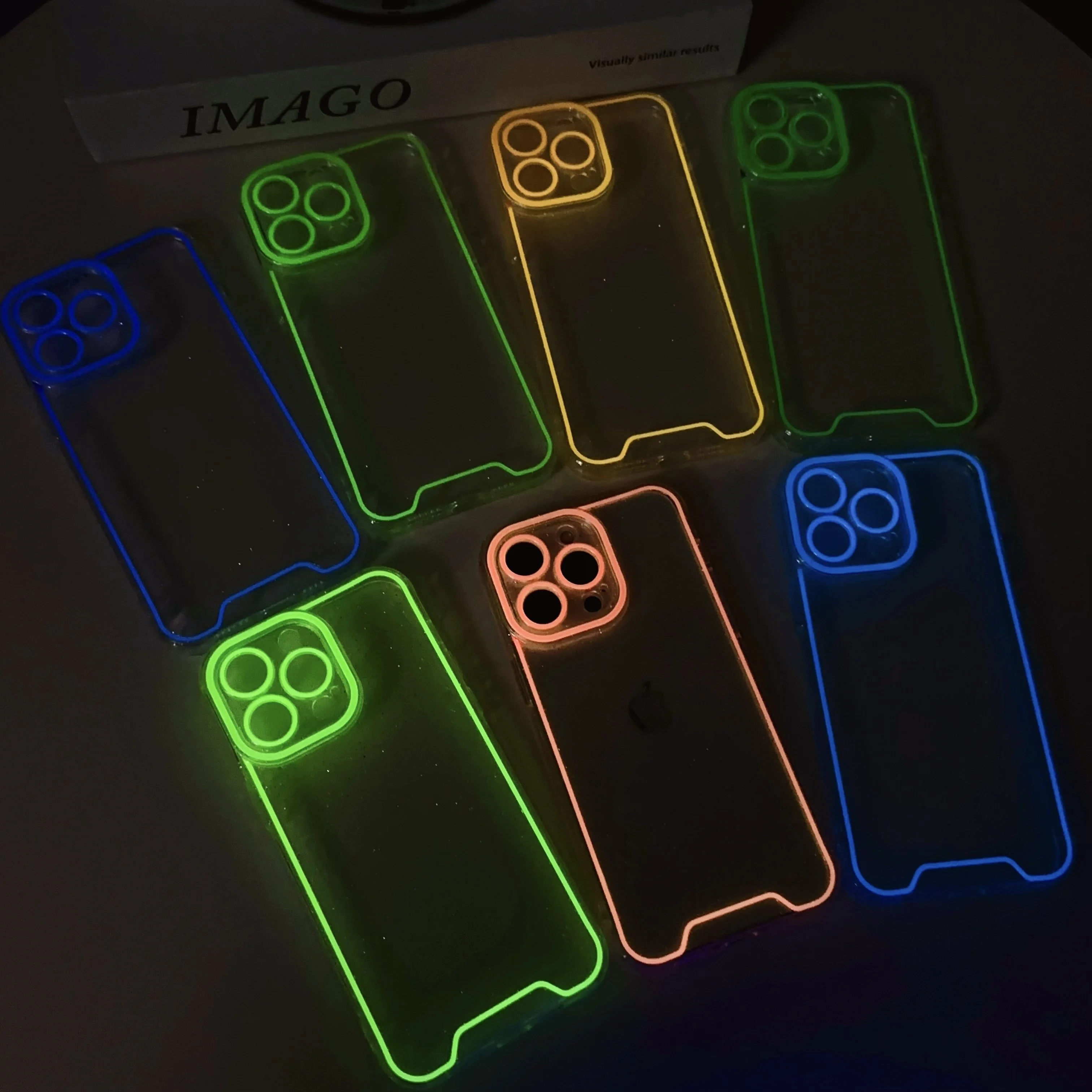 

Night Light Luminous Silicone Soft Phone Case For iPhone 14 15 Pro Max Plus pro Transparent Back Cover