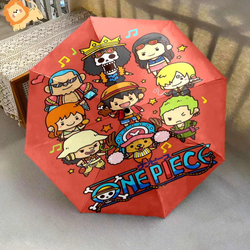 ONE PIECE Faltbarer Regenschirm, 8 Eisenrippen, automatisch öffnendes Design, faltbarer Sonnenschutz, Kunststoffgriff, Weihnachtsgeschenk -HYQ6