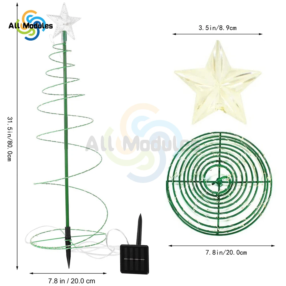 Solar Outdoor Garden Christmas Tree Light Stand Garden LED Ground Lamp String Saterproof IP65 Star Lantern Decorative Light