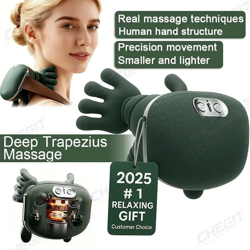 

4D бионический массажер для шеи и плеч, беспроводной массажер для шеи, шейного отдела трапеции, разминающий массаж, шаль с бесщеточным двигателем, массажер для шеи