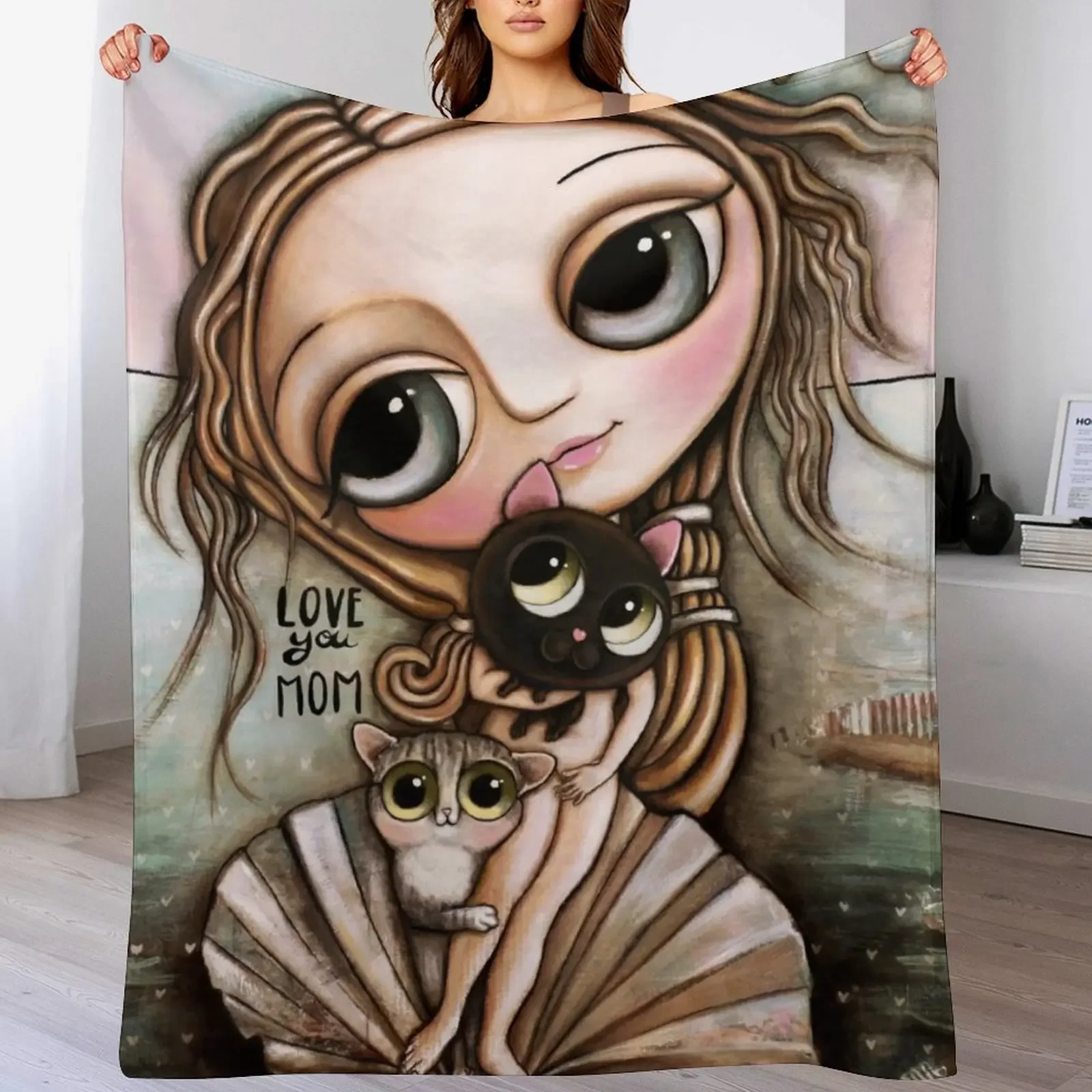 

The Venus and the two cats Throw Blanket manga Blankets For Bed For Sofa Thin Blankets For Sofas Blankets