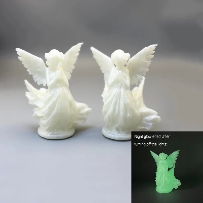 1-Piece Luminous Praying Angel Figurine, European Retro Luminous Angel Sculpture, 3D Printing Craftsmanship, Light Luxury Style, Living Room Entrance Decoration, Luminous Angel Girl Desktop Decoration, Healing Gift, Winged Angel Statue
