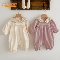 Infant Kids Baby Girls Long Sleeve Sweet Solid Color Jumpsuit Spring Autumn Newborn Baby Girls Clothes Rompers