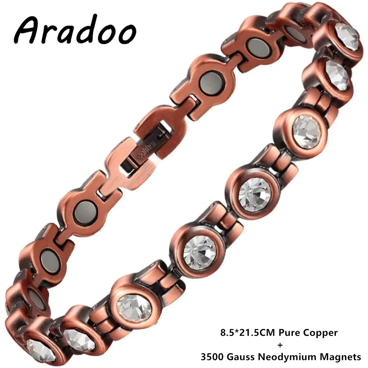 ARADOO Crystal Copper Bracelet for Women with 3500 Gauss Magnets Bracelets Jewelry Gifts