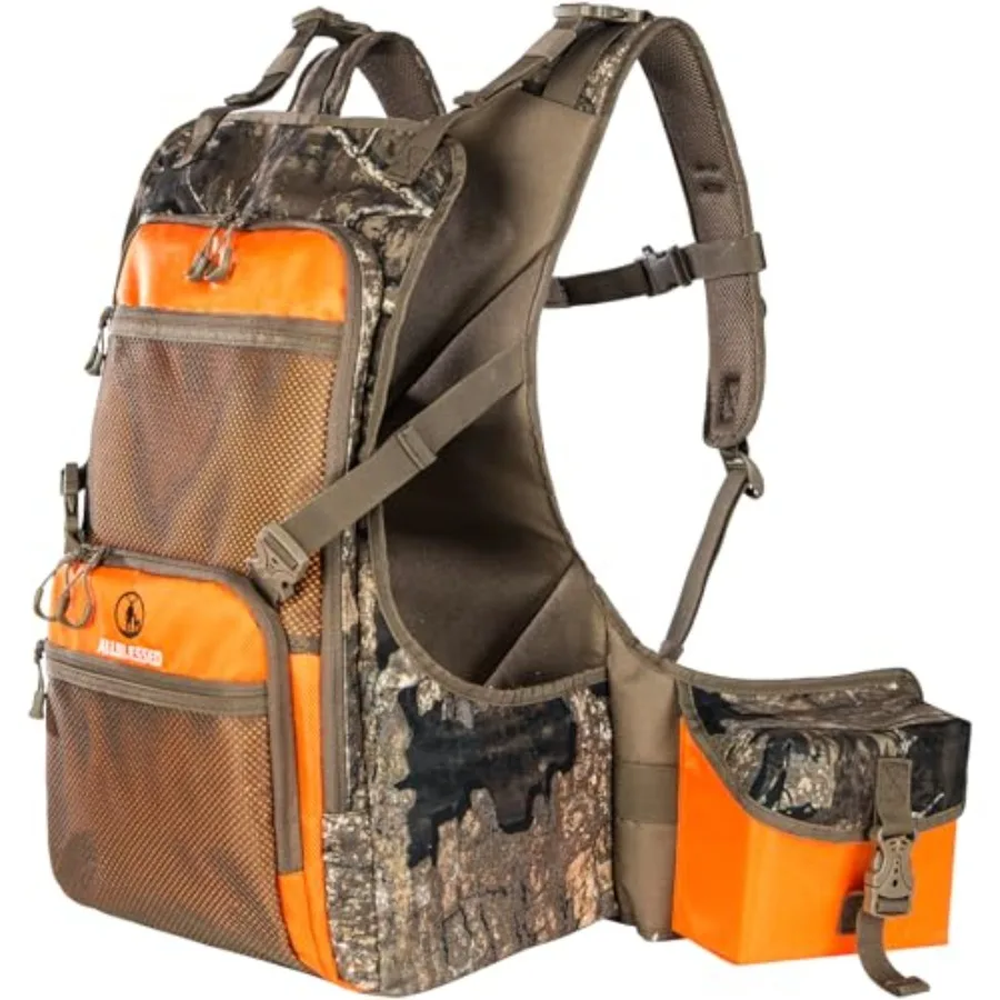 

Upland Hunting Vest Backpack - Durable Orange Camo Game Vest with Multiple Pockets Adjustable Fit Bird Hunting Vest for Men