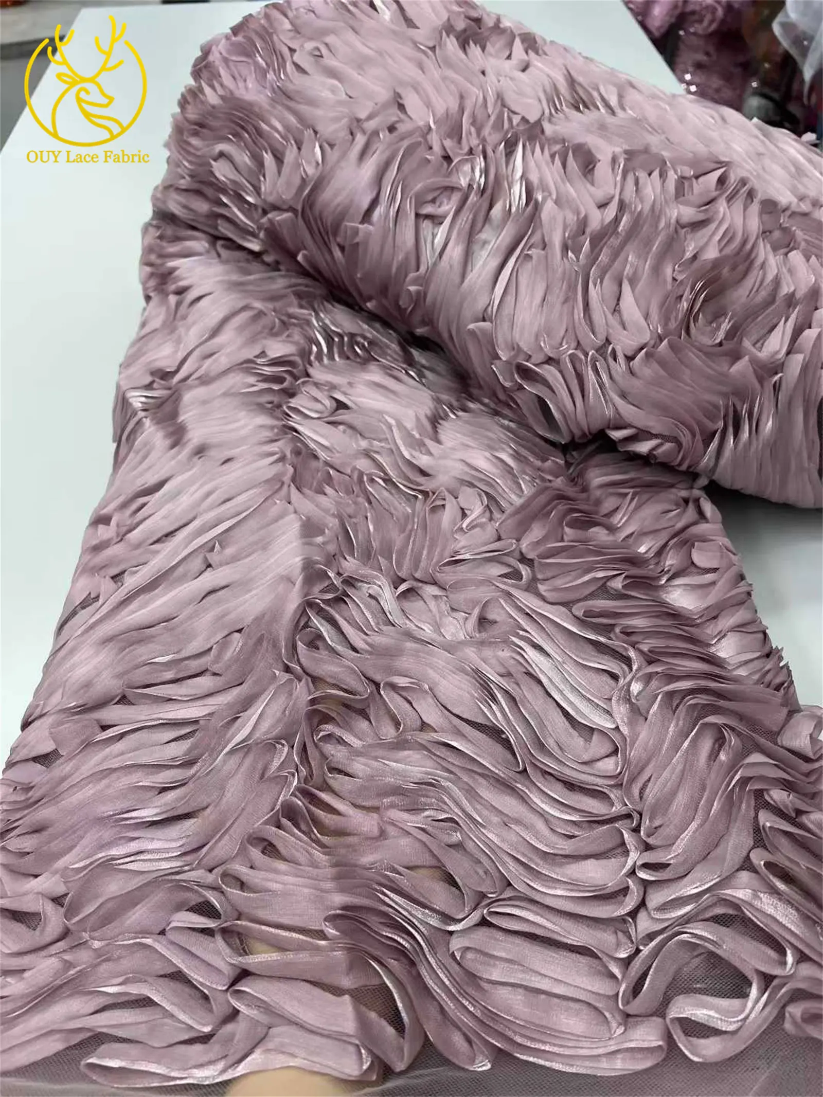 البحر الأزرق الفاخرة 3D الأزهار موجة نسيج الدانتيل جديد النيجيري الأفريقي الزفاف الدانتيل النسيج مناسبة لفساتين حفلات الزفاف النسائية #2