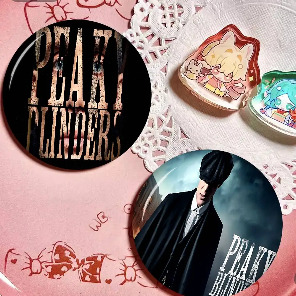 Movie P-Peaky B-Blinders Cartoon Brooches Anime Badge Round Handmade Brooch Lapel Pins Jewelry for Backpack Clothes Gifts