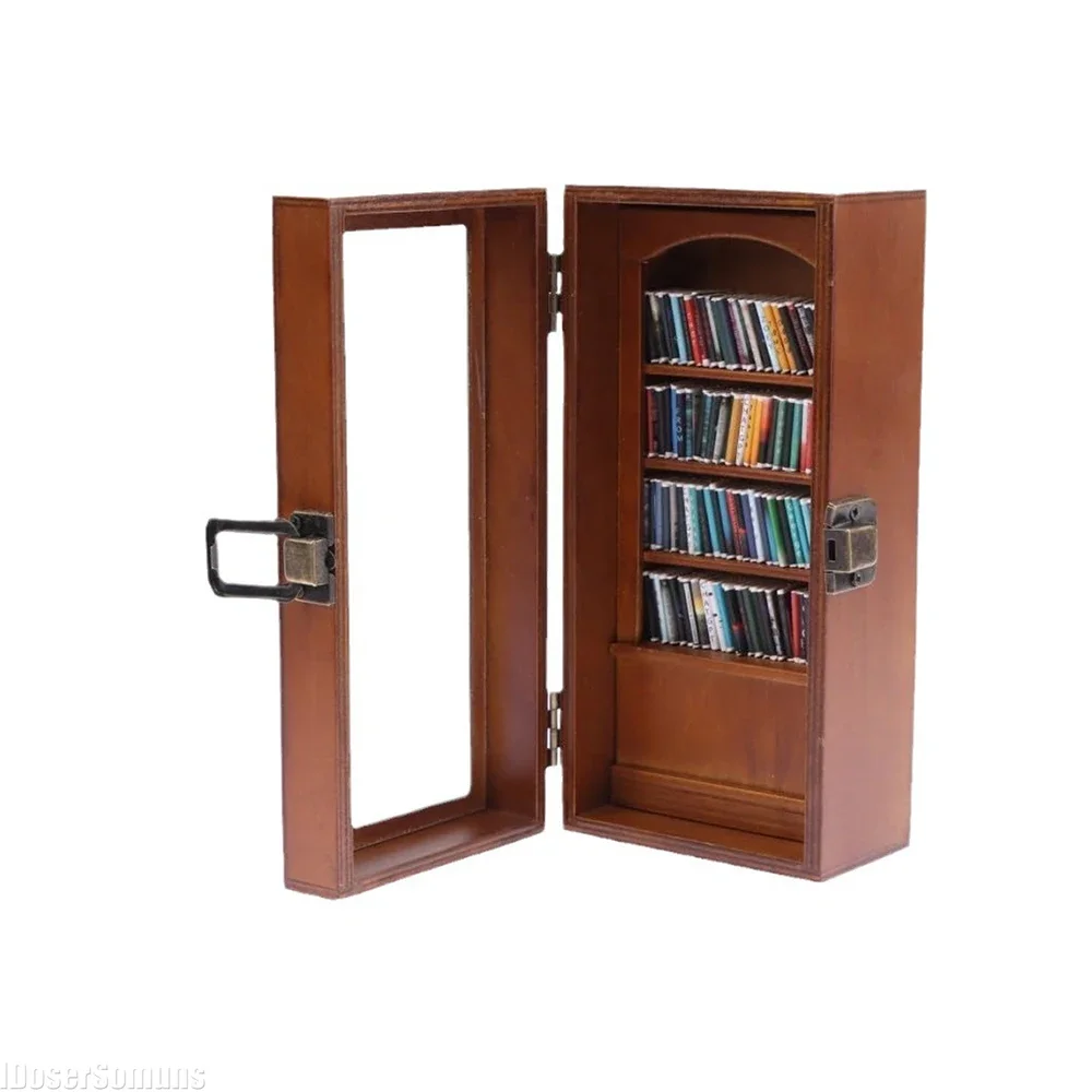 

Anti-Anxiety Tiny Library Bookshelf Wooden Bookshelf Display Cabinet Shaking Stress Reliever Bookshelf Living Room Desk Ornament